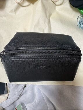 Shinola Black Pebbled Leather Toiletry Bag